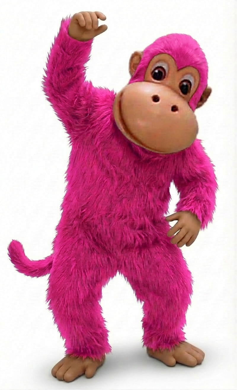 Monkey Mascot - Long fur / Bright Pink mascot costume