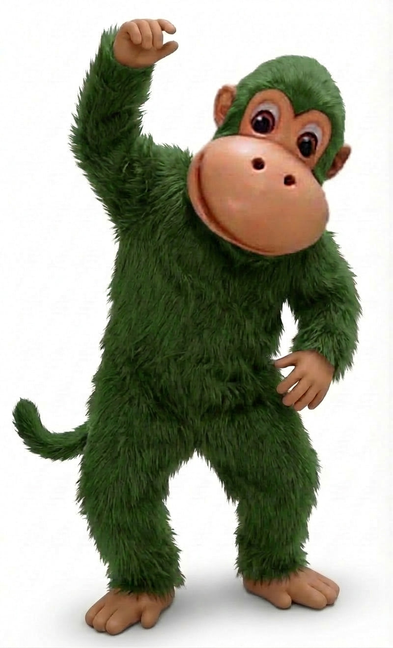 Monkey Mascot - Long fur / Green mascot costume