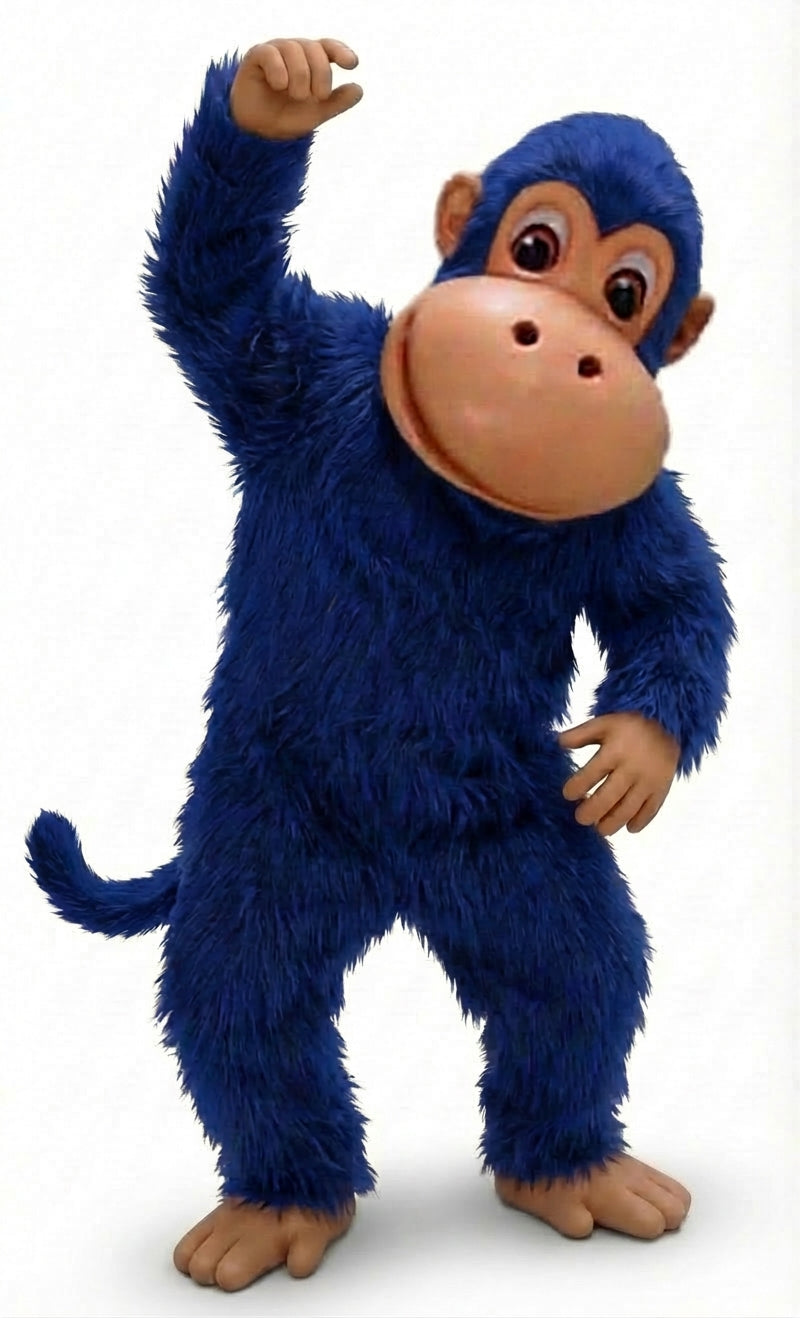 Monkey Mascot - Long fur / Royal Blue mascot costume