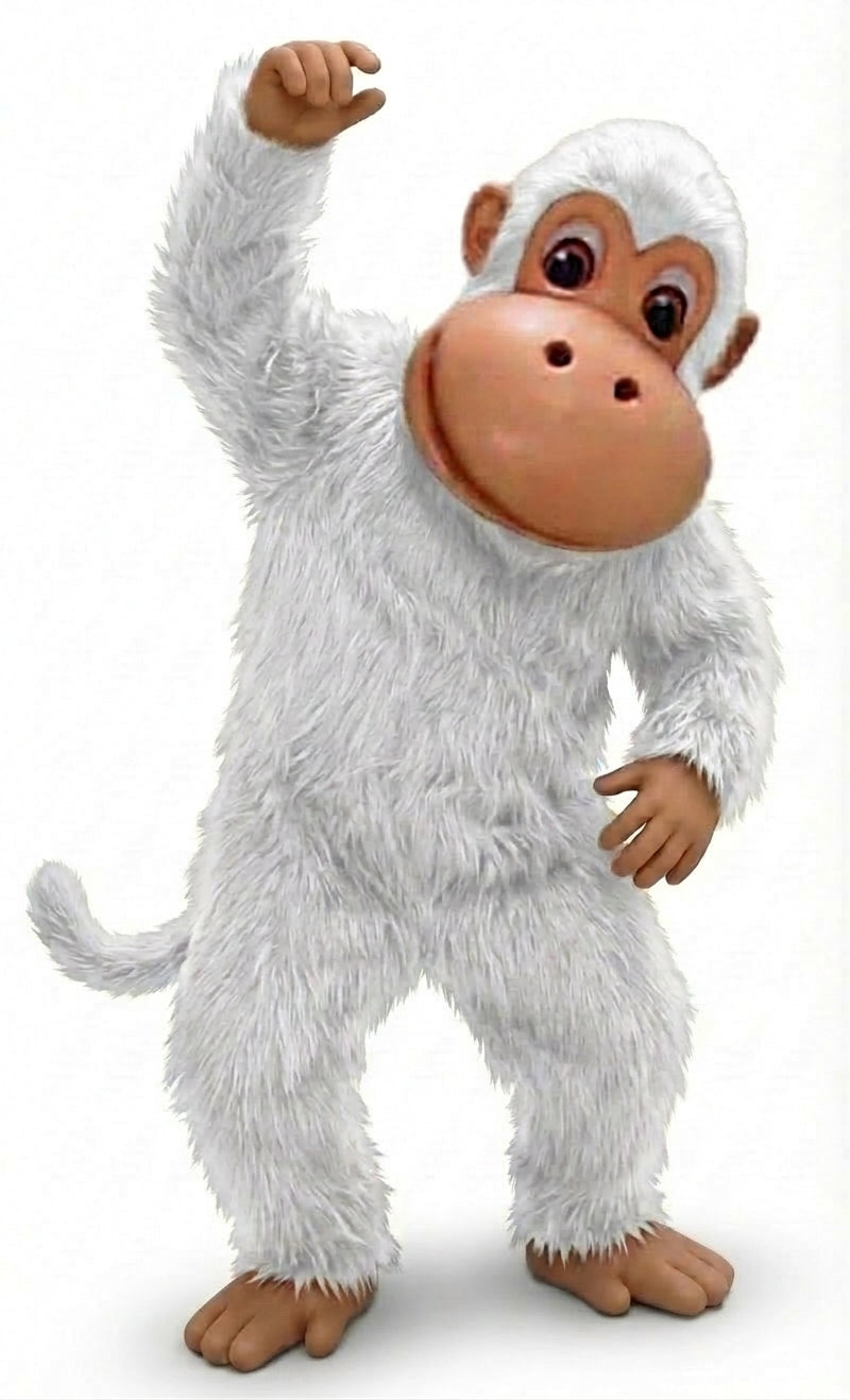 Monkey Mascot - Long fur / White mascot costume