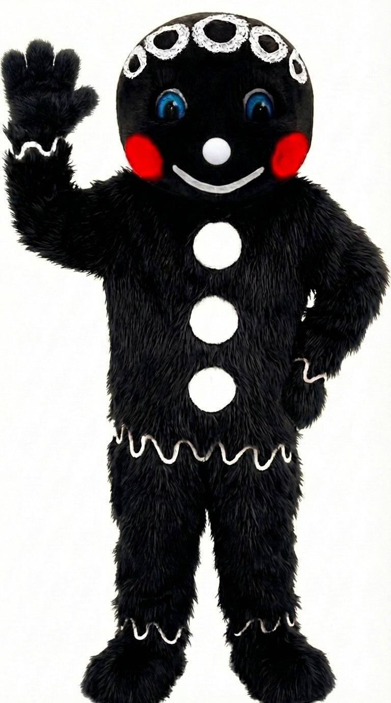 Mr. Gingerbread Cookie Mascot (Thermolite) - Long fur / Black mascot costume