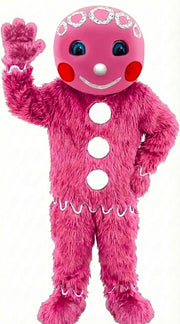 Mr. Gingerbread Cookie Mascot (Thermolite) - Long fur / Bright Pink mascot costume