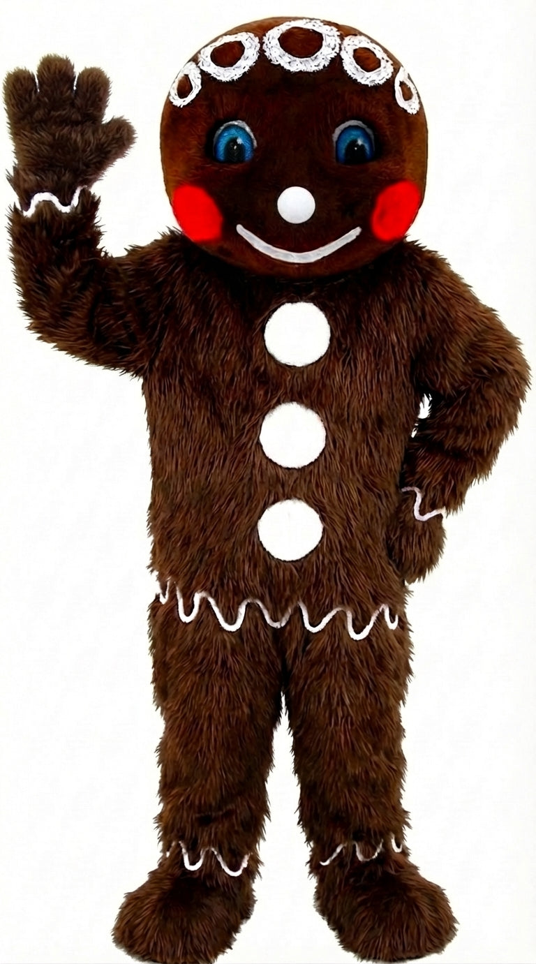 Mr. Gingerbread Cookie Mascot (Thermolite) - Long fur / Dark Brown mascot costume