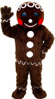 Mr. Gingerbread Cookie Mascot (Thermolite) - Long fur / Dark Brown mascot costume