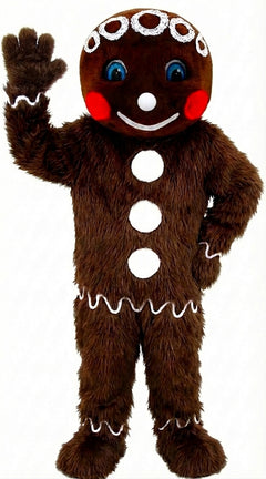 Mr. Gingerbread Cookie Mascot (Thermolite) - Long fur / Dark Brown mascot costume