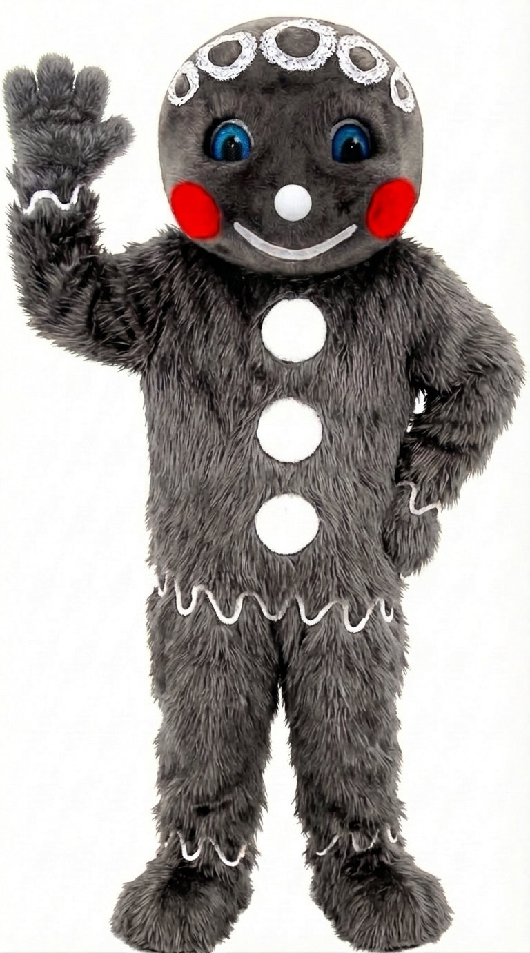 Mr. Gingerbread Cookie Mascot (Thermolite) - Long fur / Grey mascot costume