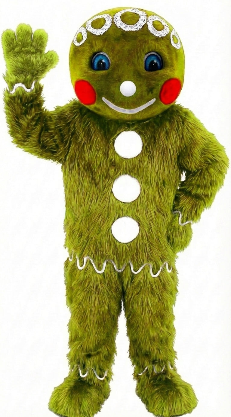 Mr. Gingerbread Cookie Mascot (Thermolite) - Long fur / Lime mascot costume