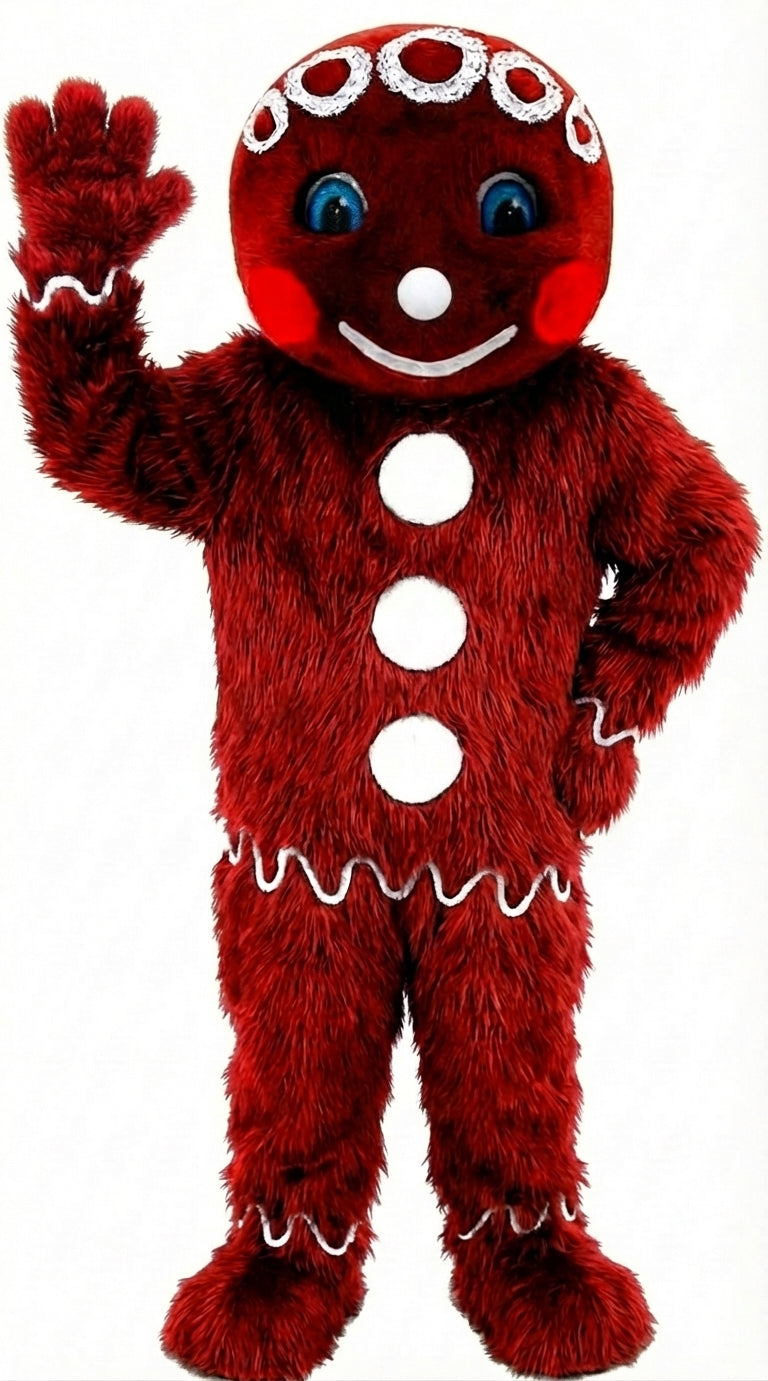Mr. Gingerbread Cookie Mascot (Thermolite) - Long fur / Red mascot costume