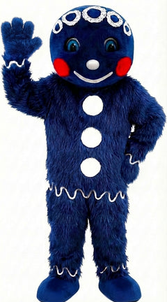 Mr. Gingerbread Cookie Mascot (Thermolite) - Long fur / Royal Blue mascot costume