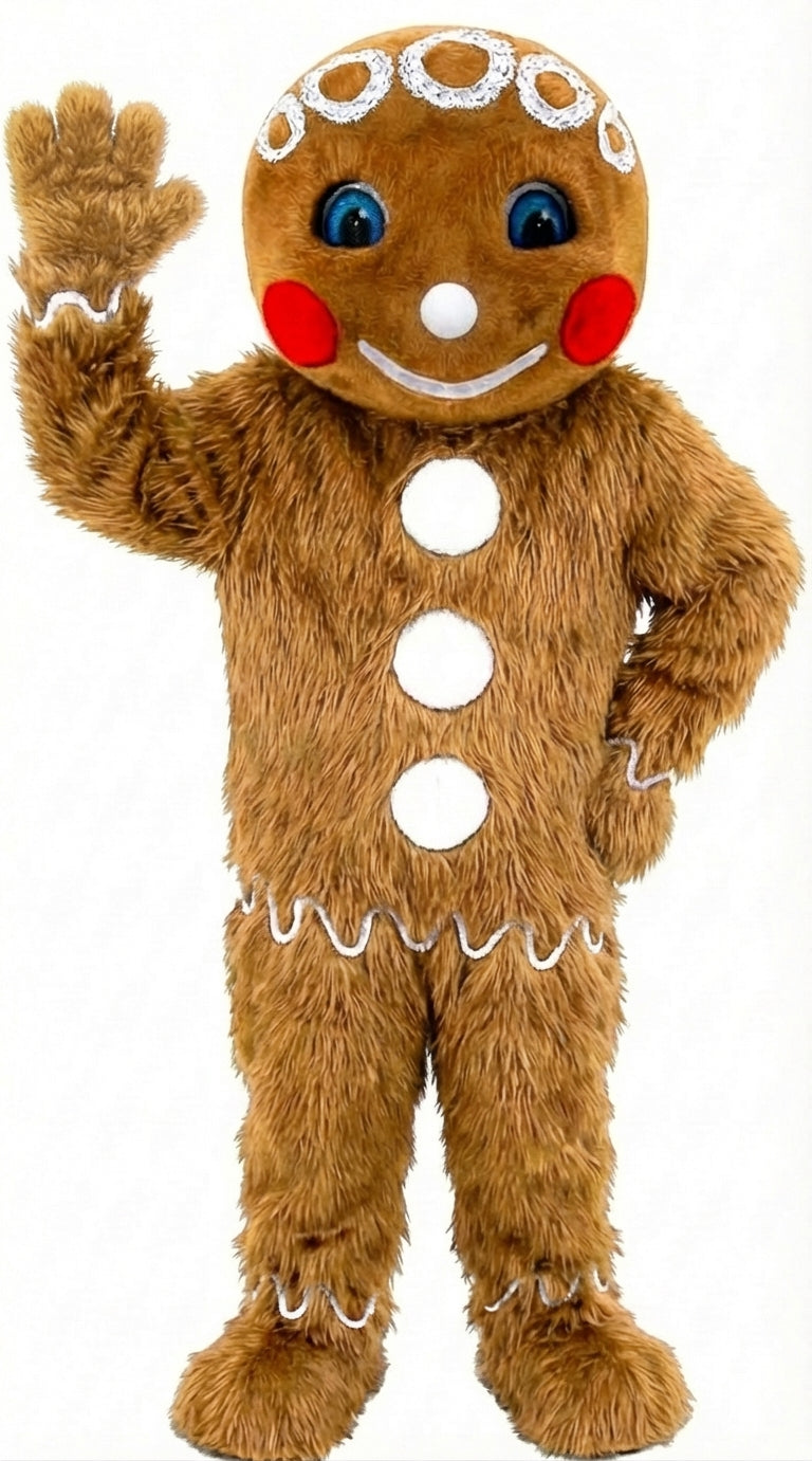 Mr. Gingerbread Cookie Mascot (Thermolite) - Long fur / Tan mascot costume