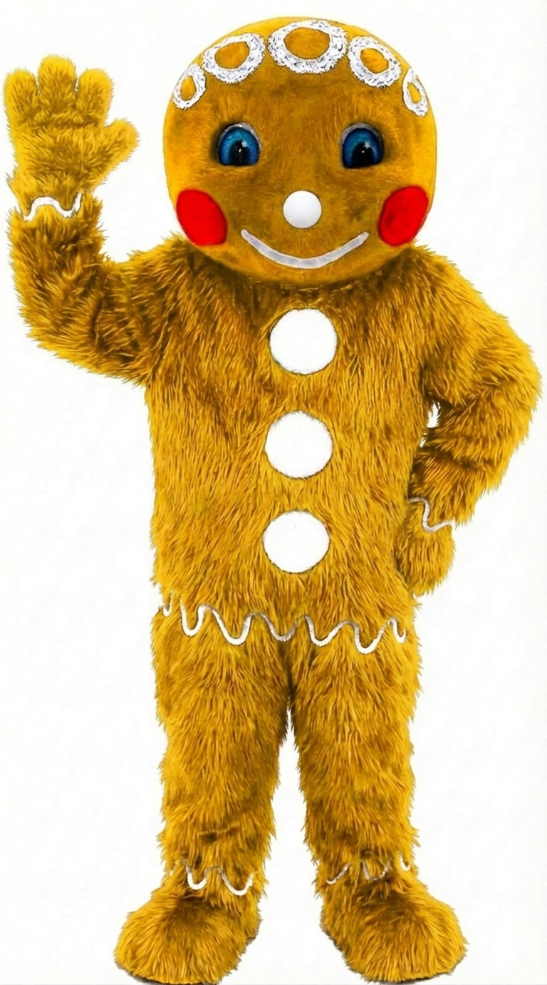 Mr. Gingerbread Cookie Mascot (Thermolite) - Long fur / Yellow mascot costume