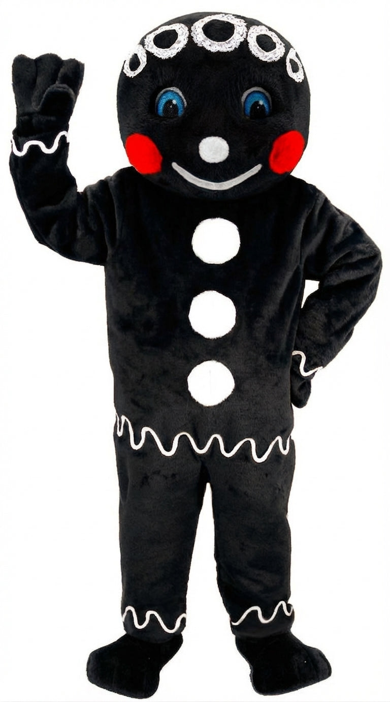 Mr. Gingerbread Cookie Mascot (Thermolite) - Short fur / Black mascot costume