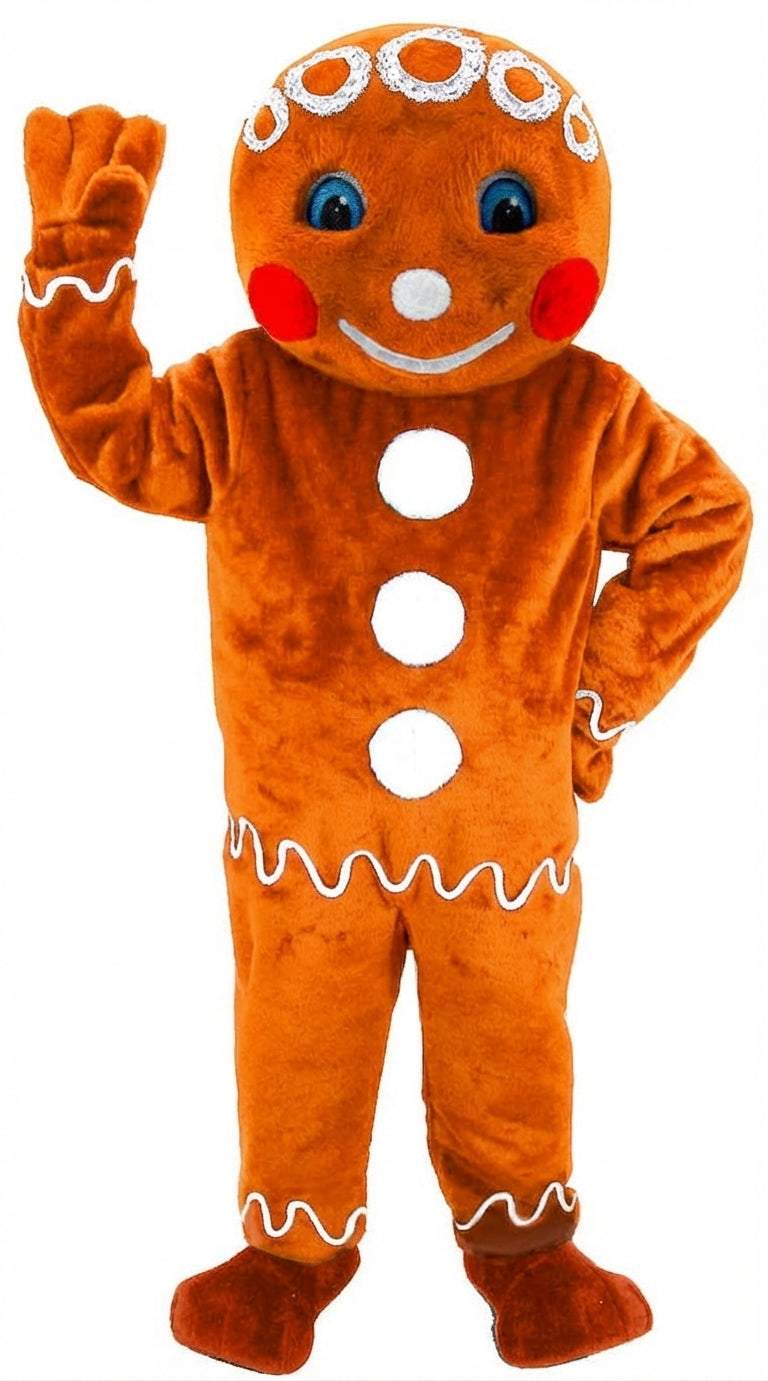 Mr. Gingerbread Cookie Mascot (Thermolite) - Short fur / Bright Orange mascot costume