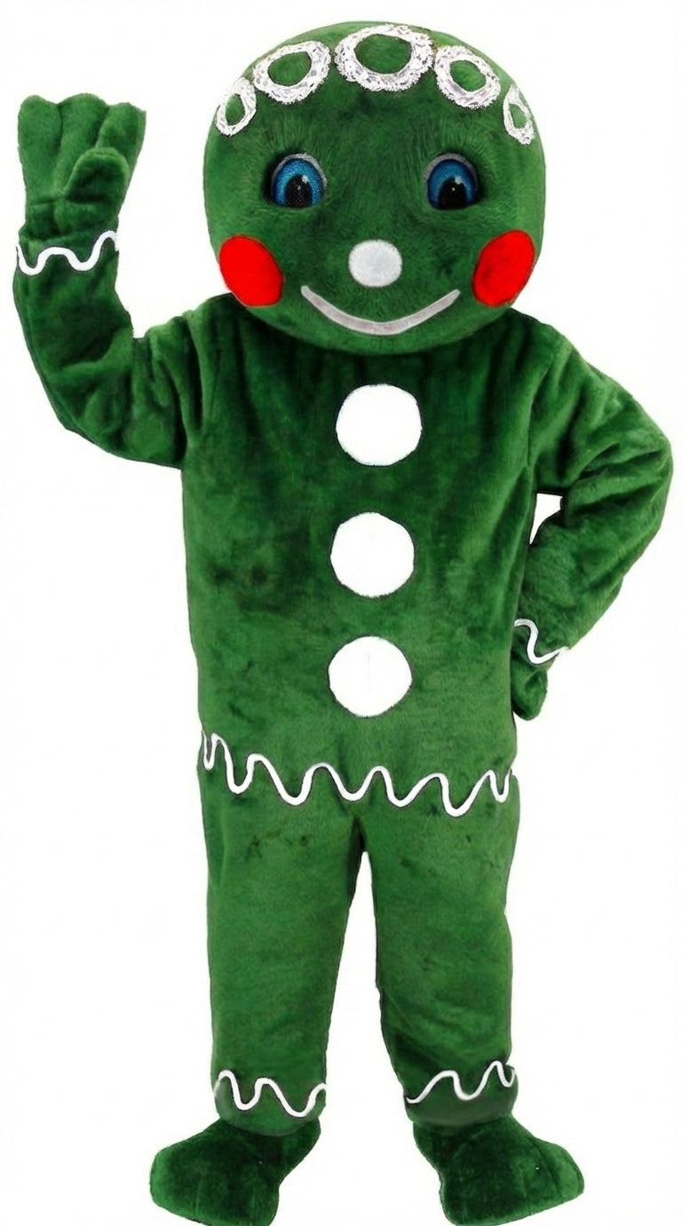 Mr. Gingerbread Cookie Mascot (Thermolite) - Short fur / Green mascot costume