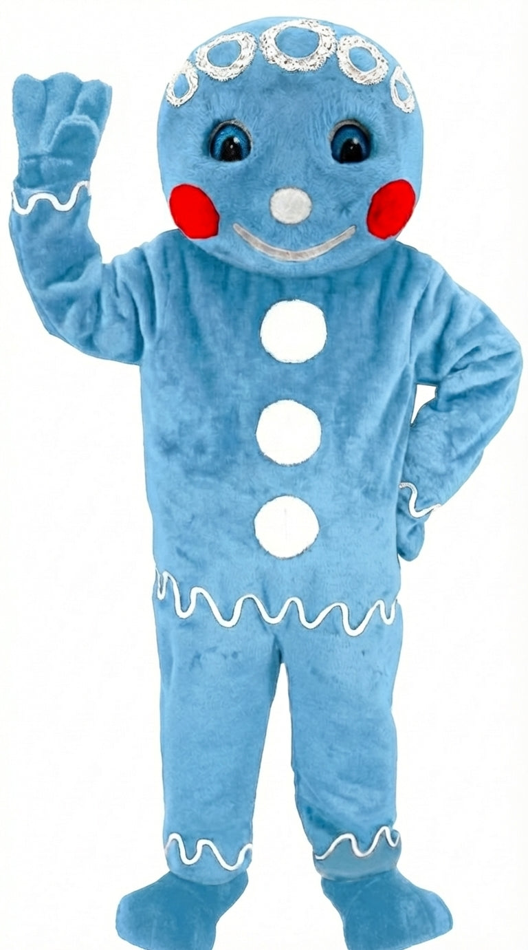 Mr. Gingerbread Cookie Mascot (Thermolite) - Short fur / Light blue mascot costume