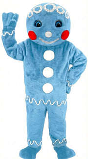 Mr. Gingerbread Cookie Mascot (Thermolite) - Short fur / Light blue mascot costume