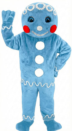 Mr. Gingerbread Cookie Mascot (Thermolite) - Short fur / Light blue mascot costume