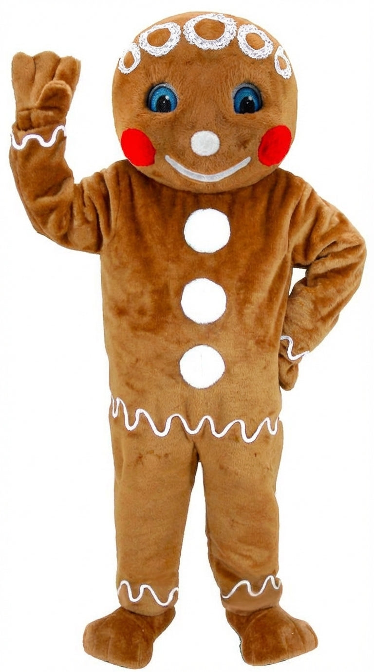 Mr. Gingerbread Cookie Mascot (Thermolite) - Short fur / Light Brown mascot costume