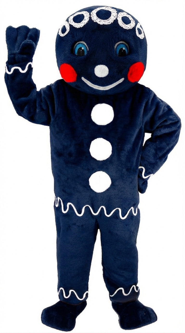 Mr. Gingerbread Cookie Mascot (Thermolite) - Short fur / Navy Blue mascot costume
