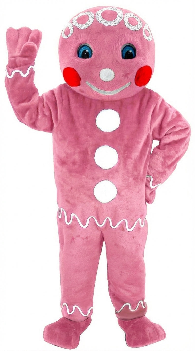 Mr. Gingerbread Cookie Mascot (Thermolite) - Short fur / Pink mascot costume