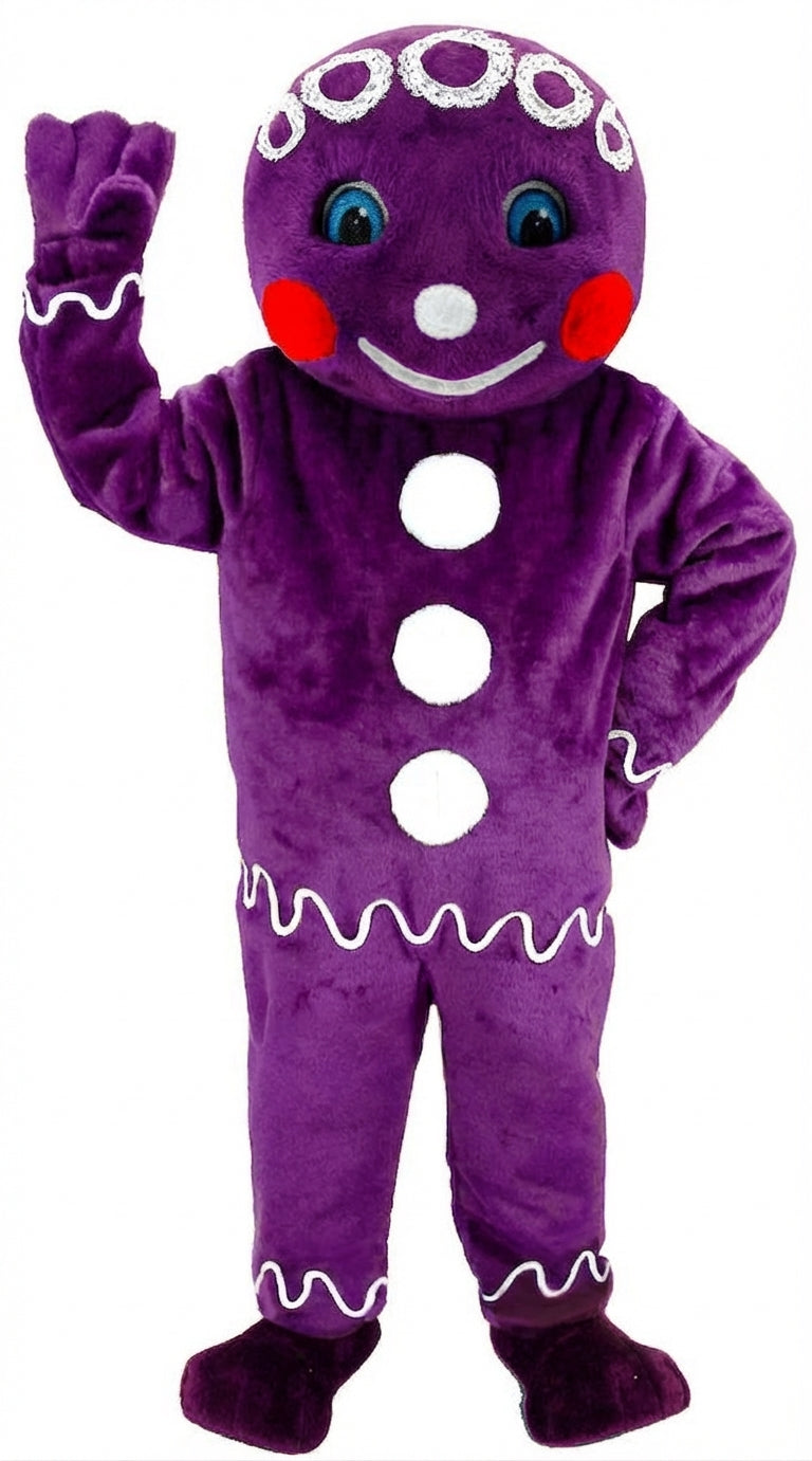Mr. Gingerbread Cookie Mascot (Thermolite) - Short fur / Purple mascot costume