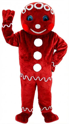 Mr. Gingerbread Cookie Mascot (Thermolite) - Short fur / Red mascot costume