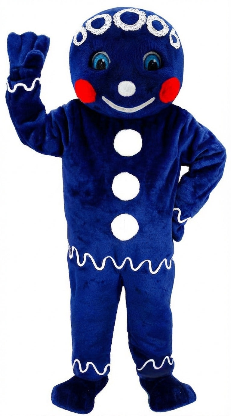 Mr. Gingerbread Cookie Mascot (Thermolite) - Short fur / Royal blue mascot costume