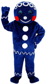 Mr. Gingerbread Cookie Mascot (Thermolite) - Short fur / Royal blue mascot costume