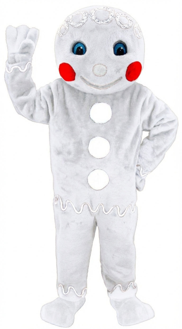 Mr. Gingerbread Cookie Mascot (Thermolite) - Short fur / White mascot costume