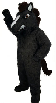 Mustang Horse Mascot Costume - Long fur / Black mascot costume