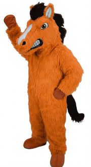Mustang Horse Mascot Costume - Long fur / Bright Orange mascot costume