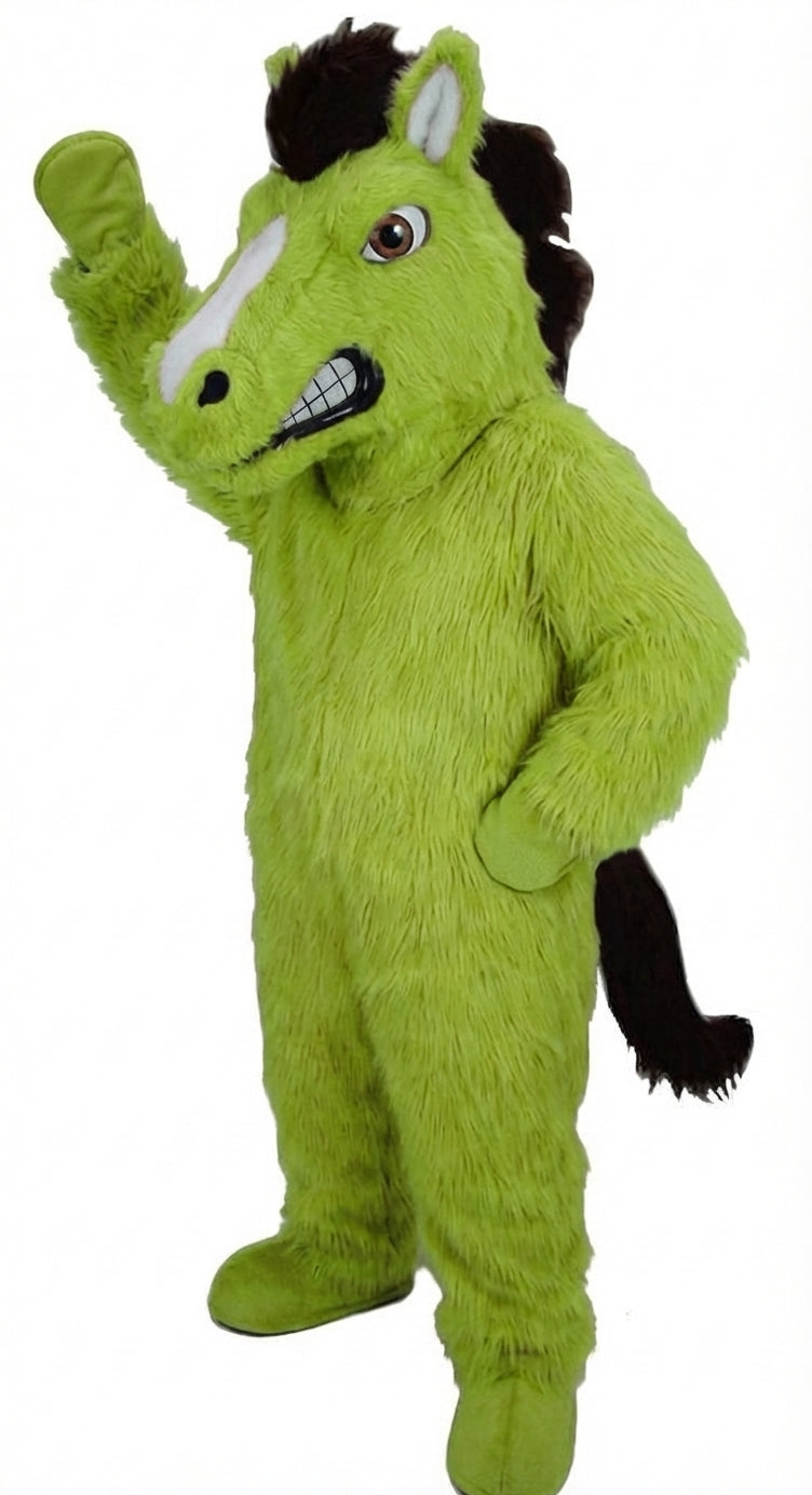 Mustang Horse Mascot Costume - Long fur / Lime mascot costume