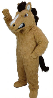 Mustang Horse Mascot Costume - Long fur / Tan mascot costume