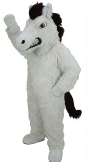 Mustang Horse Mascot Costume - Long fur / White mascot costume