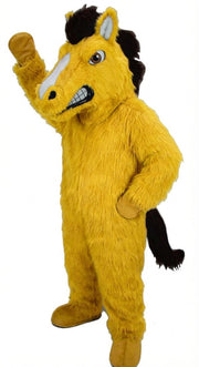 Mustang Horse Mascot Costume - Long fur / Yellow mascot costume