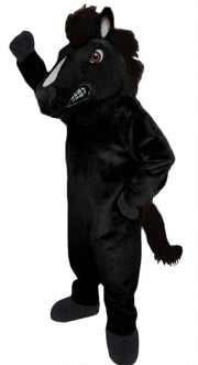 Mustang Horse Mascot Costume - Short fur / Black mascot costume