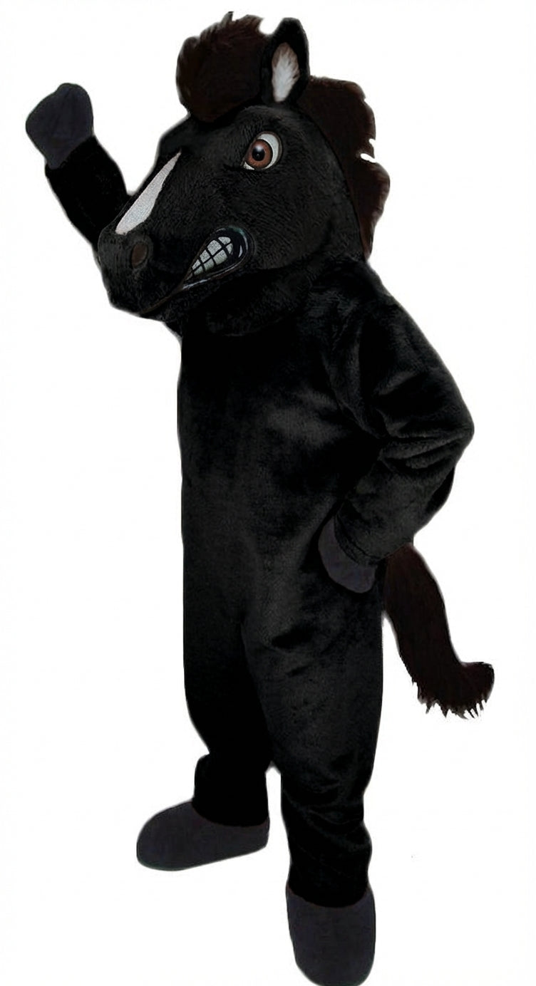 Mustang Horse Mascot Costume - Short fur / Black mascot costume