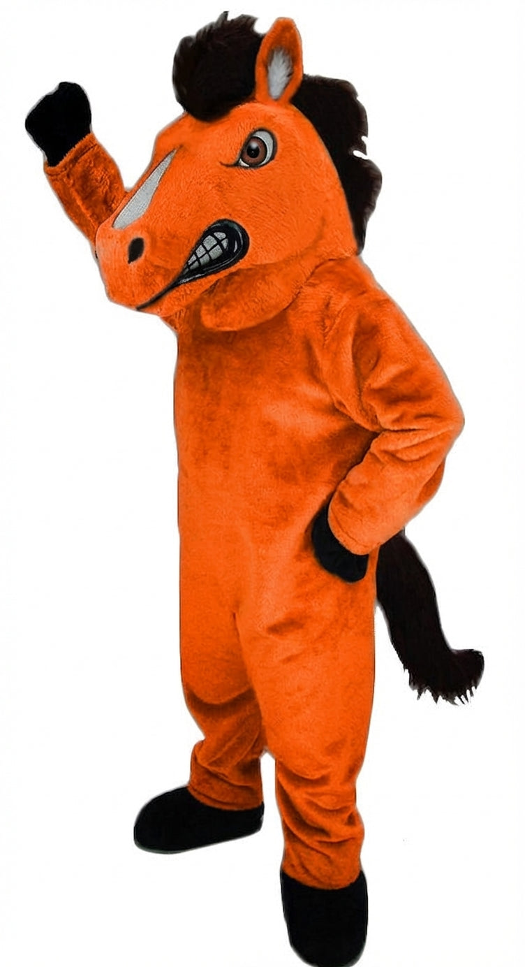 Mustang Horse Mascot Costume - Short fur / Bright Orange mascot costume