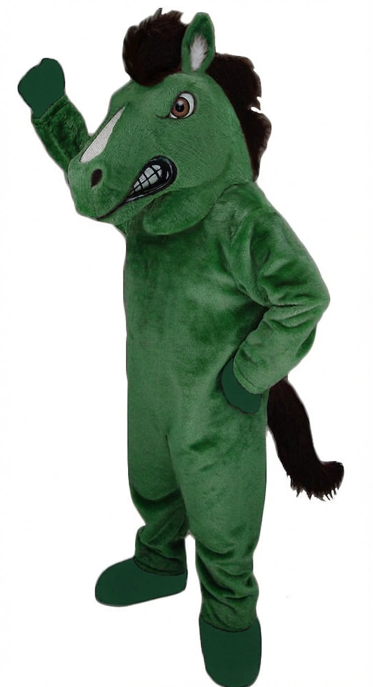 Mustang Horse Mascot Costume - Short fur / Green mascot costume