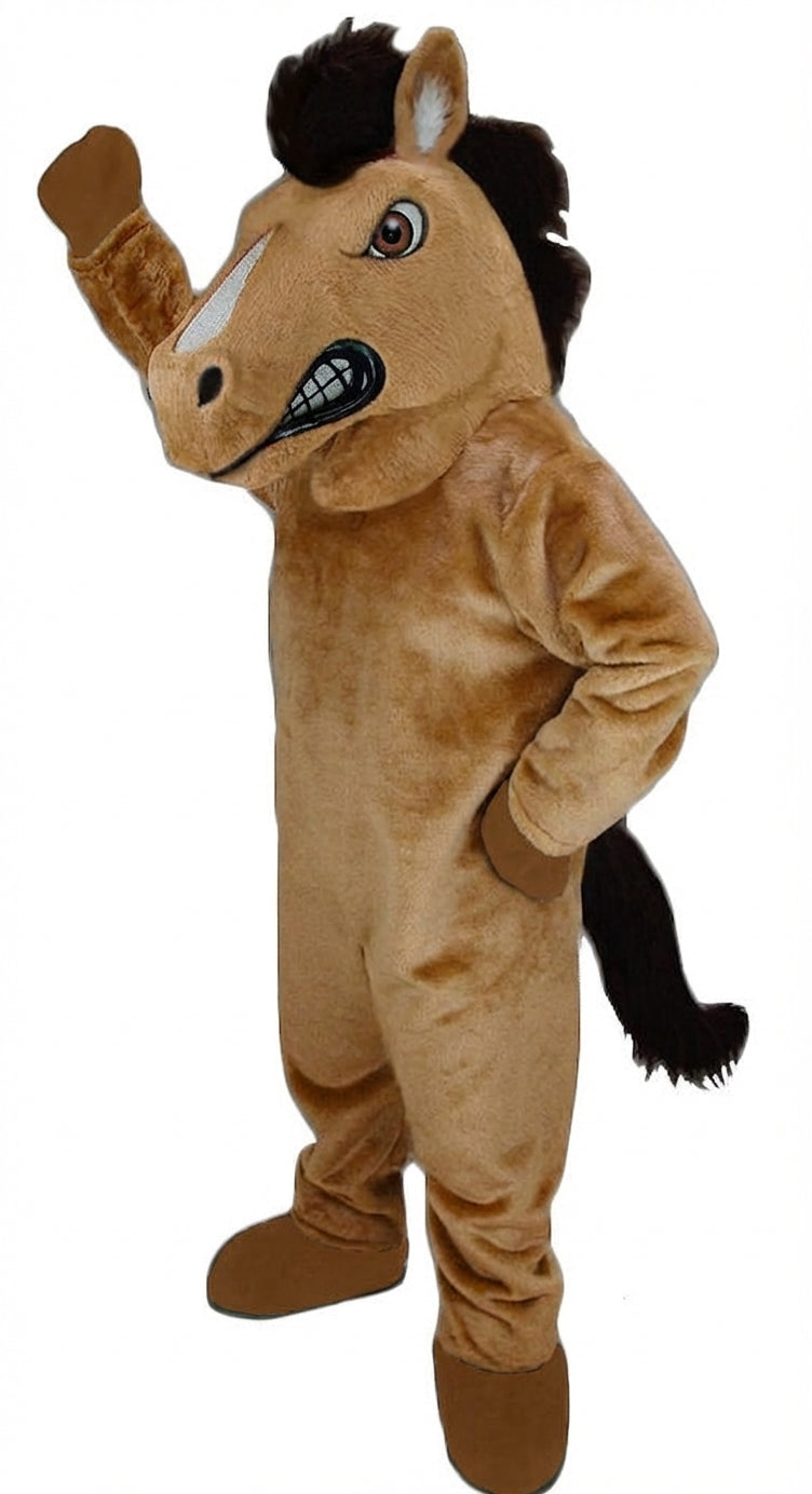 Mustang Horse Mascot Costume - Short fur / Light Brown mascot costume