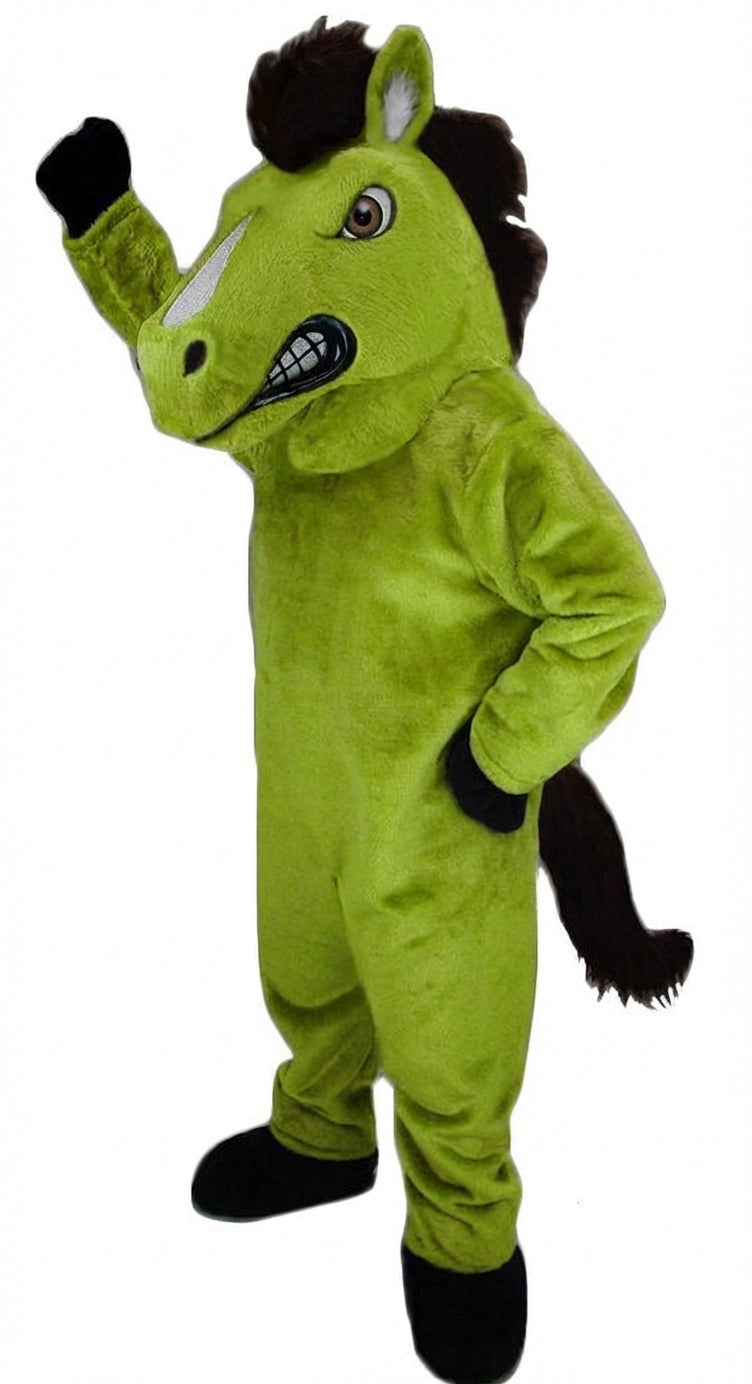 Mustang Horse Mascot Costume - Short fur / Lime mascot costume