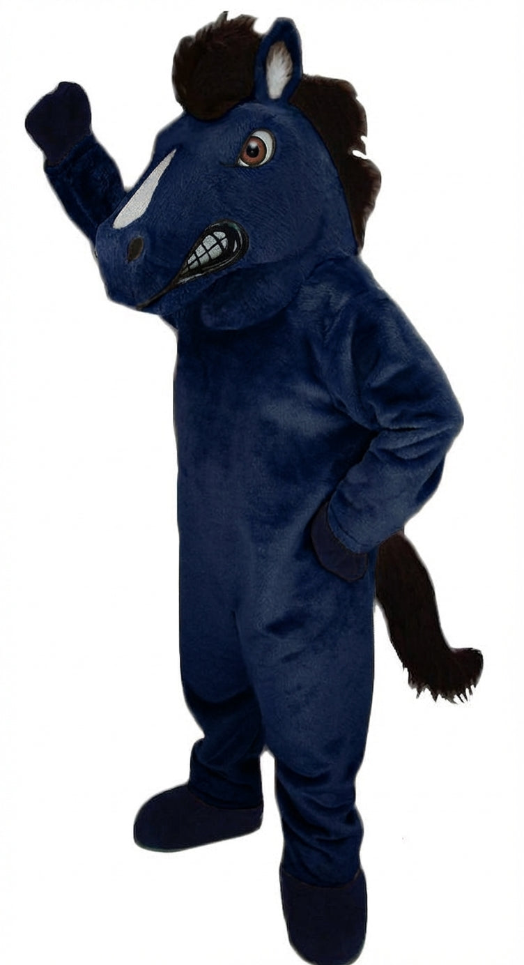 Mustang Horse Mascot Costume - Short fur / Navy Blue mascot costume