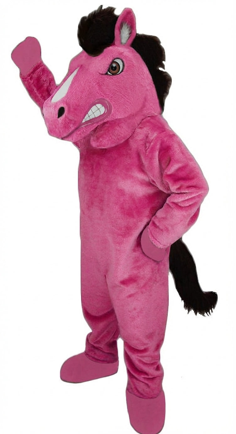 Mustang Horse Mascot Costume - Short fur / Pink mascot costume