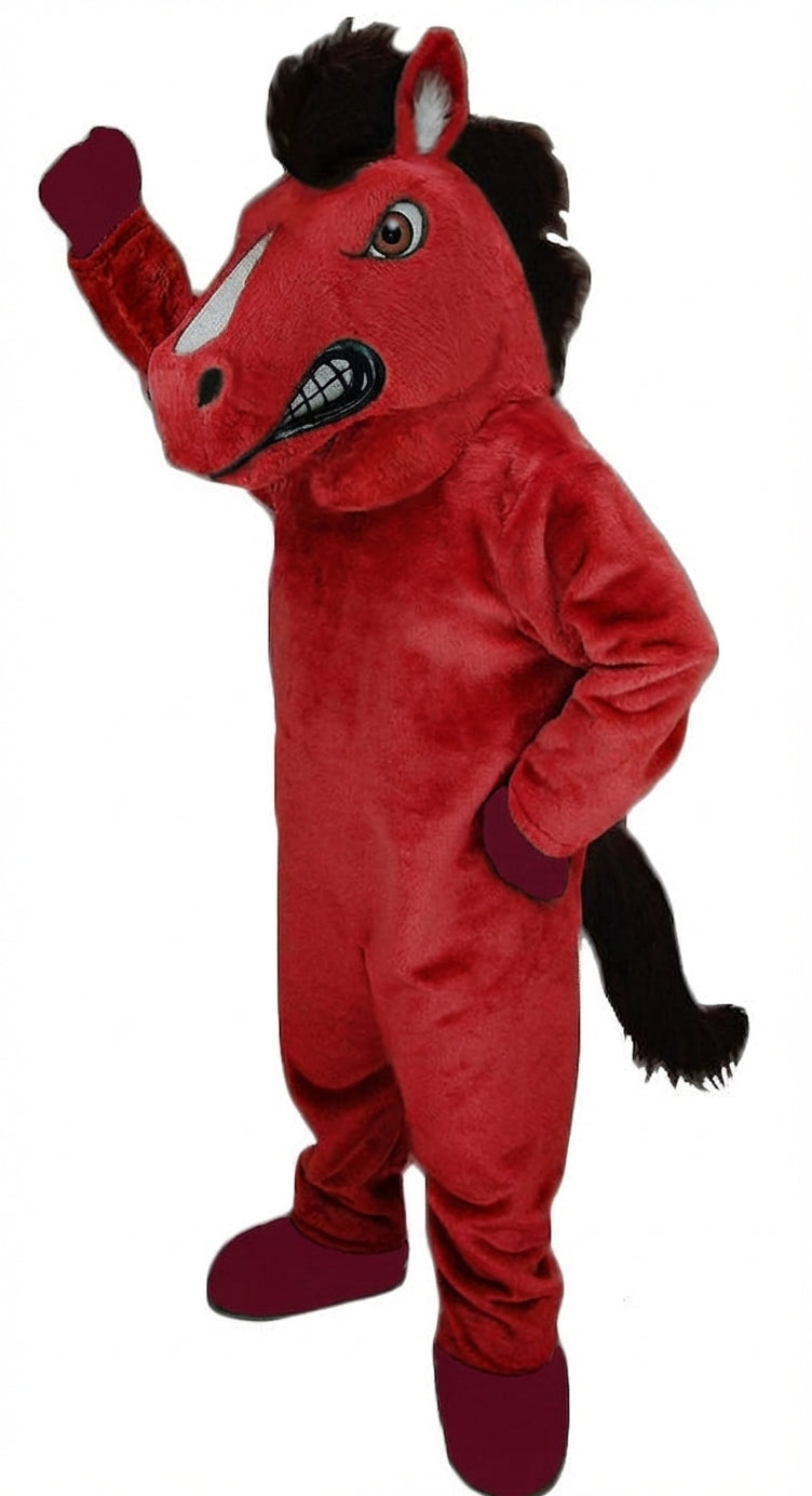 Mustang Horse Mascot Costume - Short fur / Red mascot costume