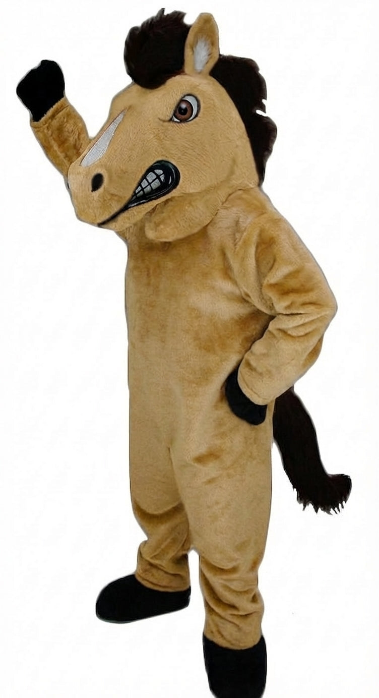 Mustang Horse Mascot Costume - Short fur / Tan mascot costume