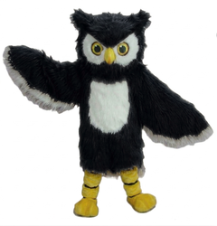 Owl Mascot Costume - long fur Black