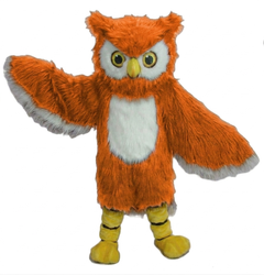 Owl Mascot Costume - long fur Bright Orange