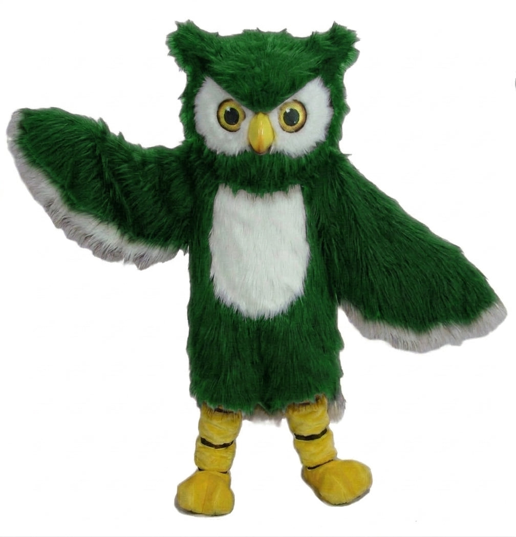Owl Mascot Costume - long fur Green
