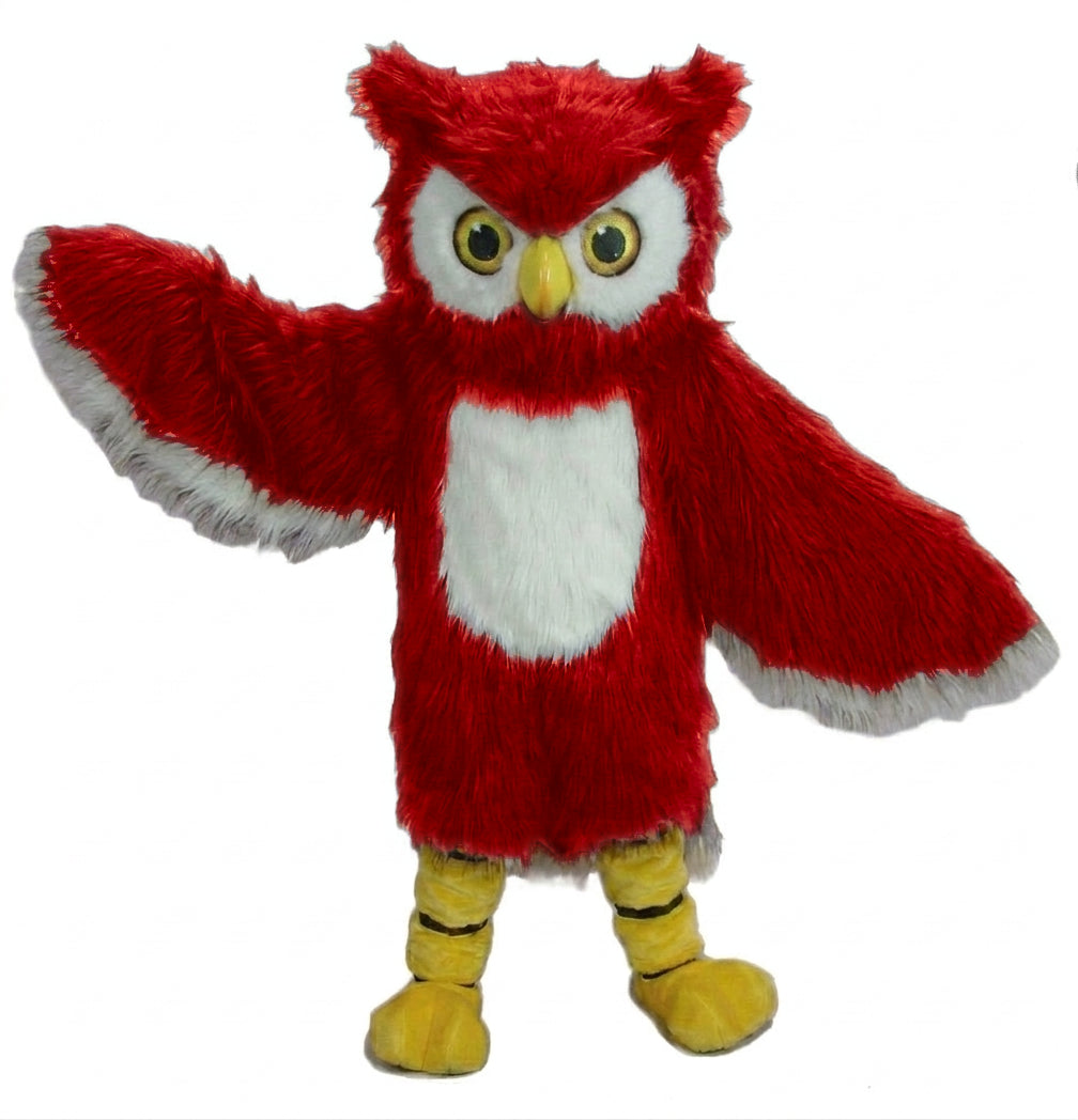 Owl Mascot Costume - long fur Red