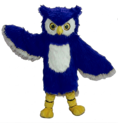 Owl Mascot Costume - long fur Royal Blue